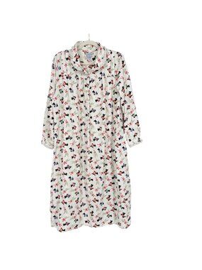 Lanz Of Salzburg Scottie Dog Print Cotton Flannel Nightgown Lace Trim Size Large